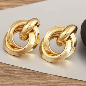 NWT Golden/Stainless Steel Hoop Earrings.